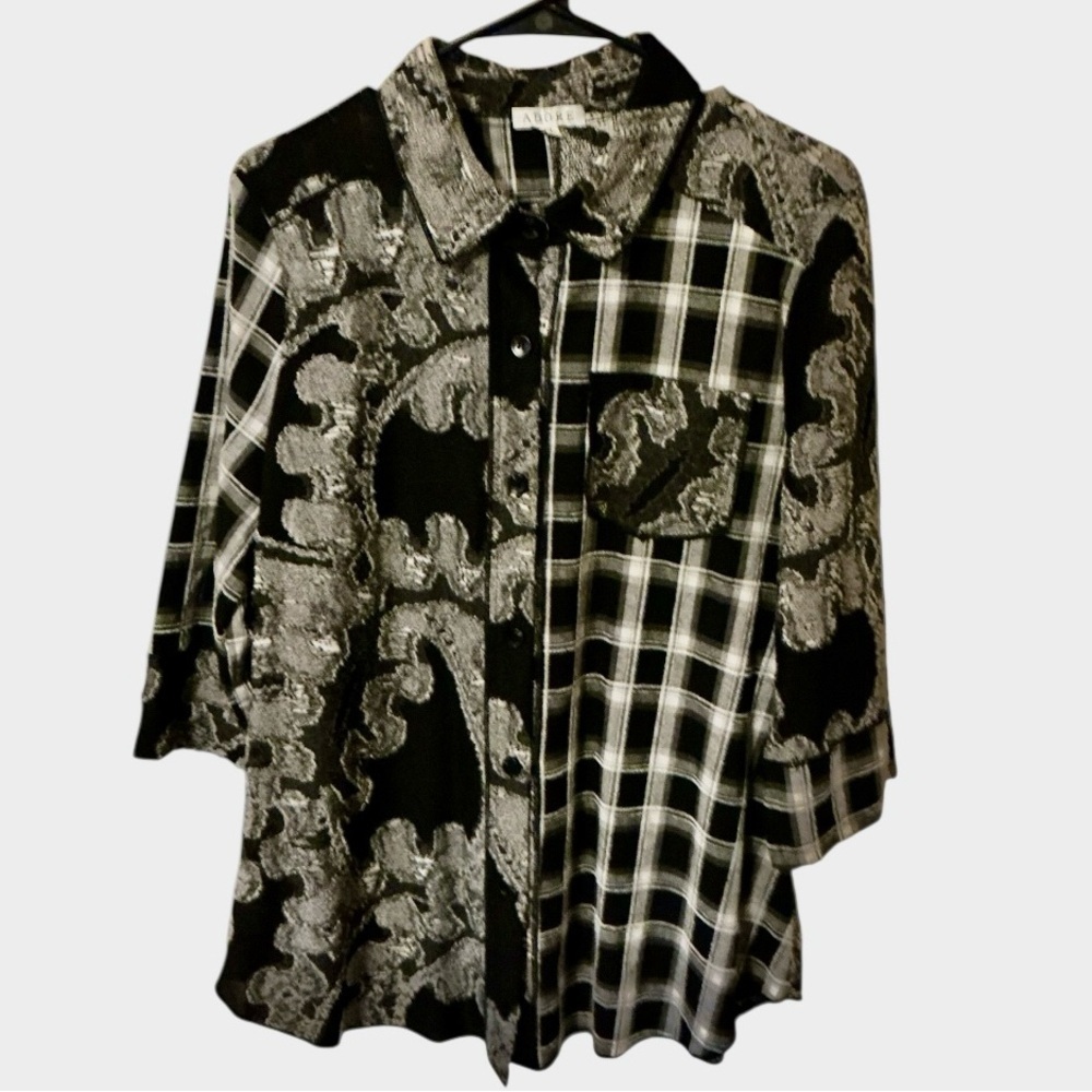 🌼ADORE MULTI PATTERN POCKET BUTTON DOWN BLOUSE